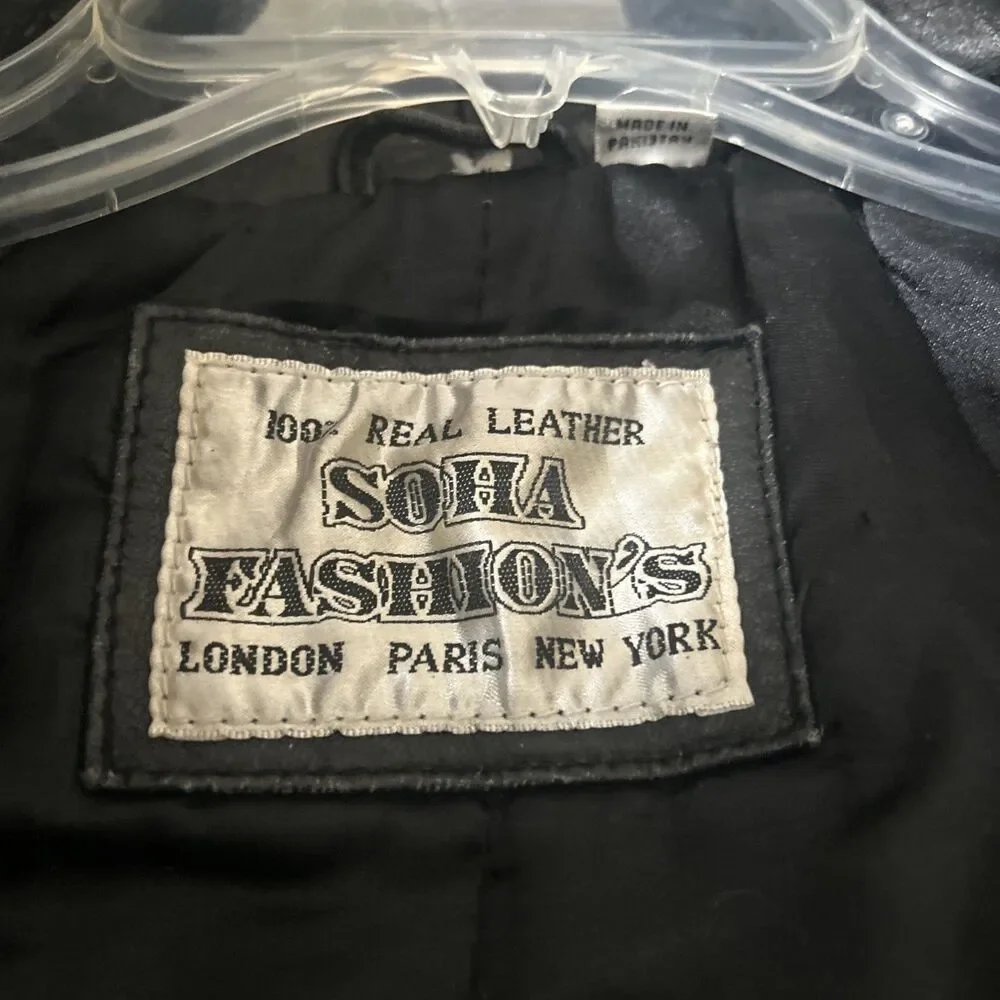 Vintage 90s Soha Fashion’s Boys Charcoal Black Leather Bomber Jacket Sz M